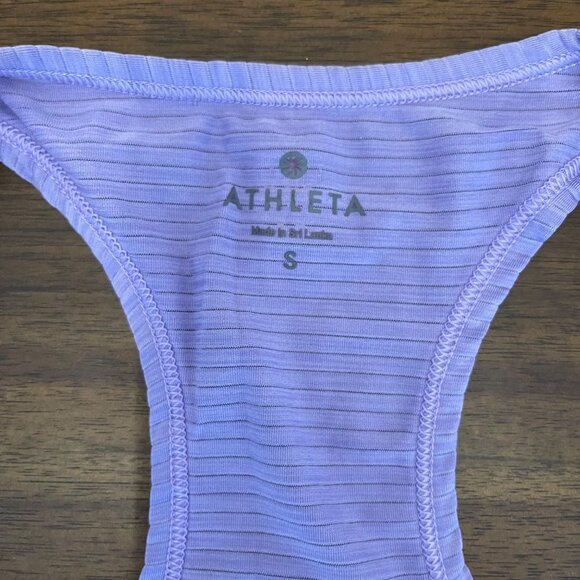 Athleta Shirt Womens Small Purple Micro Striped Racerback Tank Top Activewear - Picture 3 of 11
